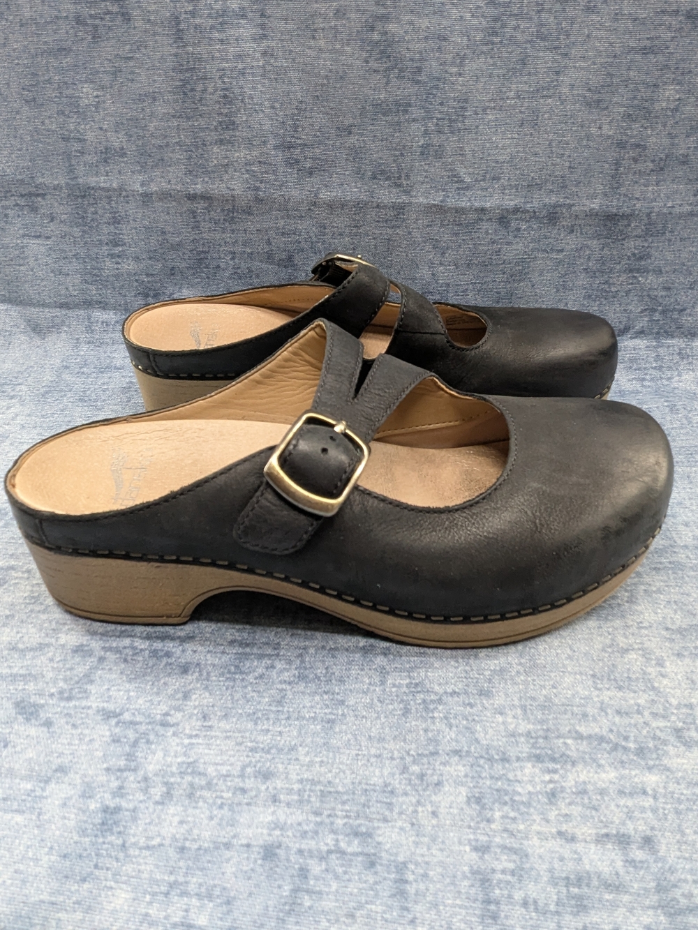 Dansko Britney Mary Jane Clogs Mules Leather Black Sz 38 Women Comfort Casual